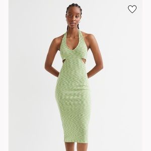 H&M green knit midi dress